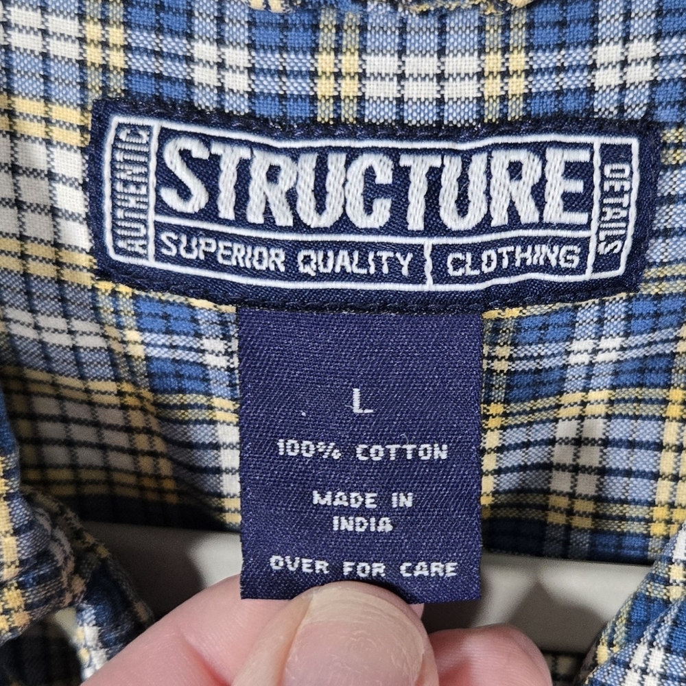 Structure‎ Plaid Short Sleeve Button Up Men’s Large 90s Y2K Plaid Button-Up - Picture 8 of 9